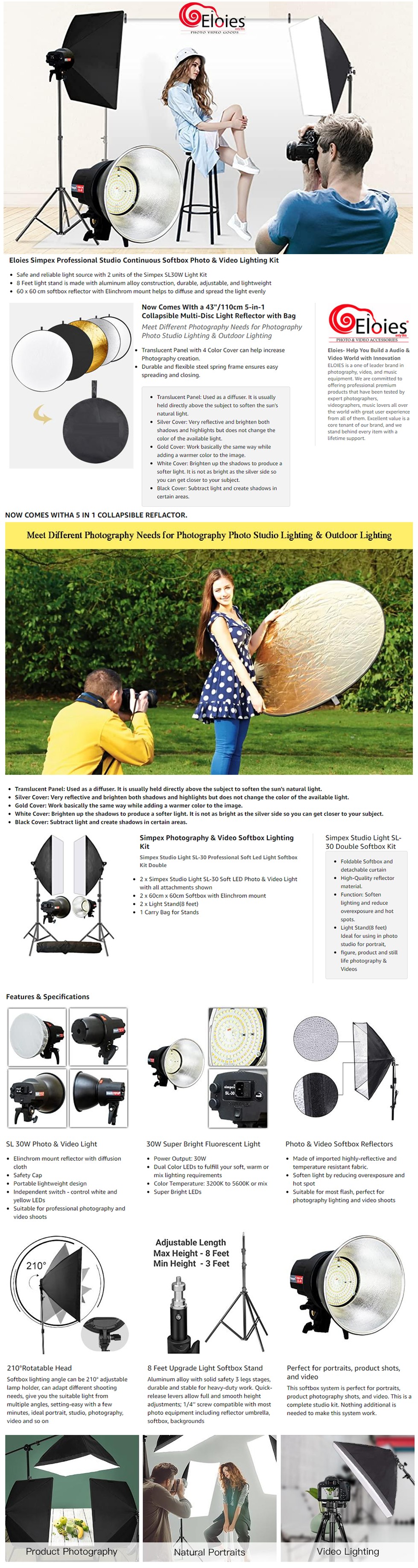 O photo studio lighting softbox discount video light kit light stand